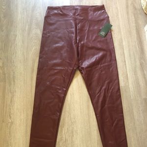 NWT BURGUNDY PLEATHER PANTS